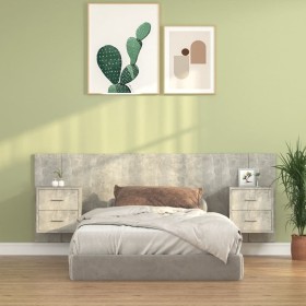 Concrete gray plywood headboard with side tables by vidaXL, Headboards and footboards - Ref: Foro24-3115687, Price: 141,99 €,...