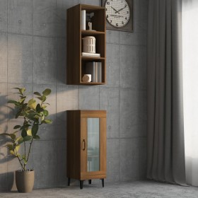 Engineered wood brown oak wall cabinet 34.5x32.5x90 cm by vidaXL, Shelves and shelves - Ref: Foro24-817458, Price: 37,74 €, D...