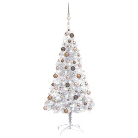 Árbol de Navidad preiluminado con luces y bolas plateado 120 cm de vidaXL, Arboles de navidad - Ref: Foro24-3077608, Precio: ...