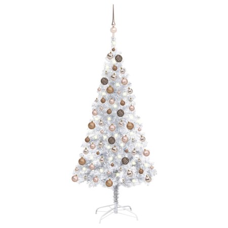 Beleuchteter Weihnachtsbaum mit Lichtern und Kugeln silber 120 cm von vidaXL, Weihnachtsbäume - Ref: Foro24-3077608, Preis: 5...