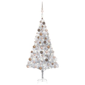 Árbol de Navidad preiluminado con luces y bolas plateado 180 cm de vidaXL, Arboles de navidad - Ref: Foro24-3077610, Precio: ...