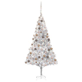 Árbol de Navidad preiluminado con luces y bolas plateado 210 cm de vidaXL, Arboles de navidad - Ref: Foro24-3077611, Precio: ...