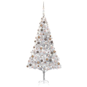 Árbol de Navidad preiluminado con luces y bolas plateado 240 cm de vidaXL, Arboles de navidad - Ref: Foro24-3077612, Precio: ...