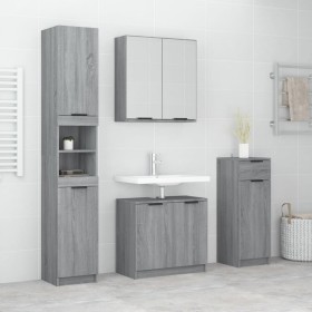 Sonoma gray plywood 4-piece bathroom cabinet set by vidaXL, Bathroom furniture - Ref: Foro24-3115890, Price: 257,99 €, Discou...