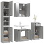 4-teiliges Badezimmerschrank-Set aus grauem Sonoma-Sperrholz von vidaXL, Badezimmermöbel - Ref: Foro24-3115890, Preis: 257,99...