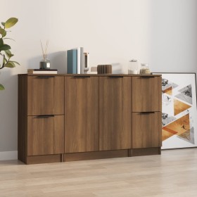 Sideboards 3 pieces oak brown plywood by vidaXL, Sideboards - Ref: Foro24-3115851, Price: 142,72 €, Discount: %