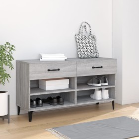 Mueble zapatero madera contrachapada gris Sonoma 102x35x55 cm de vidaXL, Zapateros y organizadores de calzado - Ref: Foro24-8...