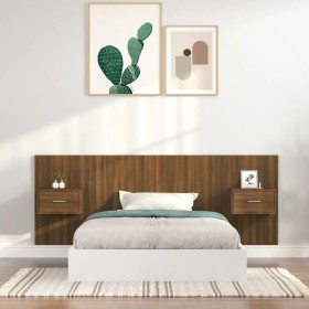 Headboard of bed with oak brown plywood tables by vidaXL, Headboards and footboards - Ref: Foro24-3115683, Price: 129,99 €, D...