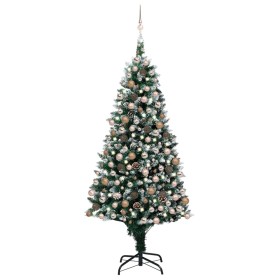 Árbol de Navidad helado con luces, bolas y piñas 210 cm de vidaXL, Arboles de navidad - Ref: Foro24-3077618, Precio: 167,99 €...