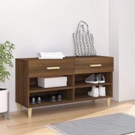 Mueble zapatero madera contrachapada marrón roble 102x35x55 cm de vidaXL, Zapateros y organizadores de calzado - Ref: Foro24-...