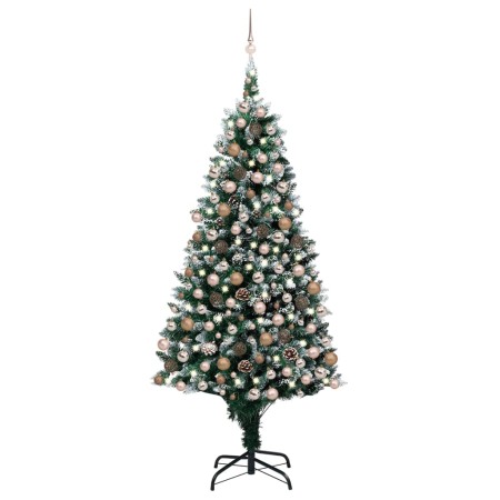 Mattierter Weihnachtsbaum mit Lichtern, Kugeln und Tannenzapfen 240 cm von vidaXL, Weihnachtsbäume - Ref: Foro24-3077619, Pre...