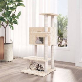 Rascador para gatos con postes de sisal crema 108,5 cm de vidaXL, Mobiliario para gatos - Ref: Foro24-171597, Precio: 58,99 €...