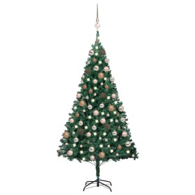 Árbol de Navidad preiluminado con luces y bolas verde 150 cm de vidaXL, Arboles de navidad - Ref: Foro24-3077621, Precio: 75,...