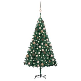 Árbol de Navidad preiluminado con luces y bolas verde 180 cm de vidaXL, Arboles de navidad - Ref: Foro24-3077622, Precio: 81,...