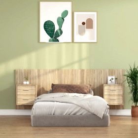 Sonoma oak plywood headboard with side tables by vidaXL, Headboards and footboards - Ref: Foro24-3115686, Price: 154,99 €, Di...