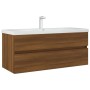 Brown oak engineered wood washbasin cabinet 100x38.5x45 cm by vidaXL, Bathroom furniture - Ref: Foro24-815659, Price: 60,67 €...