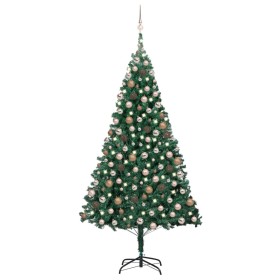 Árbol de Navidad preiluminado con luces y bolas verde 210 cm de vidaXL, Arboles de navidad - Ref: Foro24-3077623, Precio: 131...