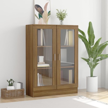 Eiche braun Sperrholz Vitrine 82,5x30,5x115 cm von vidaXL, Bücherregale und Regale - Ref: Foro24-815620, Preis: 94,56 €, Raba...