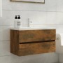 Smoked oak plywood washbasin cabinet 80x38.5x45cm by vidaXL, Bathroom furniture - Ref: Foro24-815651, Price: 52,80 €, Discoun...