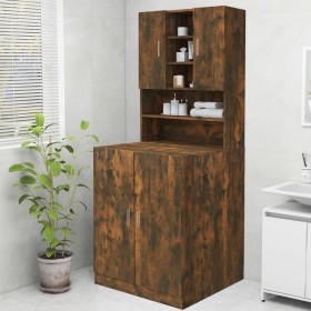 Washing machine cabinet in smoked oak color, 70.5x25.5x90 cm. by vidaXL, Accessories for washing machines and dryers - Ref: F...