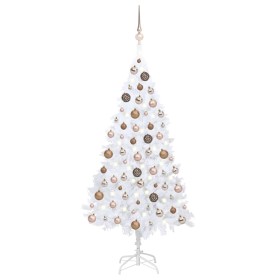 Árbol de Navidad preiluminado con luces y bolas blanco 150 cm de vidaXL, Arboles de navidad - Ref: Foro24-3077626, Precio: 76...