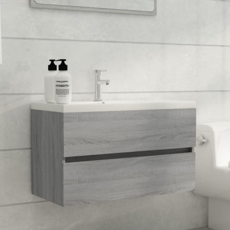 Sonoma gray plywood washbasin cabinet 80x38.5x45cm by vidaXL, Bathroom furniture - Ref: Foro24-815652, Price: 50,94 €, Discou...