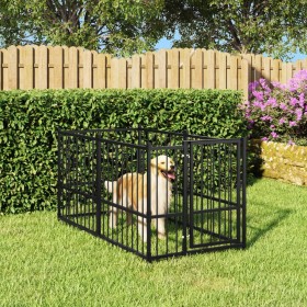 Black steel dog crate 193.5x97x100 cm by vidaXL, Accessories for dog kennels and fences - Ref: Foro24-171627, Price: 188,99 €...