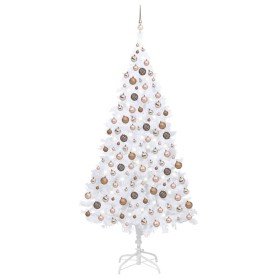 Árbol de Navidad preiluminado con luces y bolas blanco 210 cm de vidaXL, Arboles de navidad - Ref: Foro24-3077628, Precio: 13...