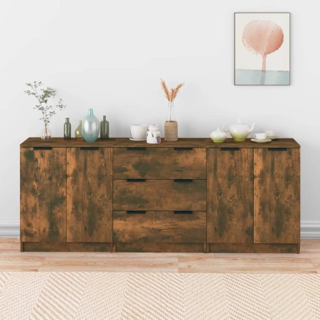 3-piece manufactured wood sideboard in smoked oak color by vidaXL, Sideboards - Ref: Foro24-3115785, Price: 185,82 €, Discoun...