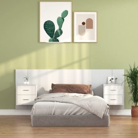 White plywood headboard with side tables by vidaXL, Headboards and footboards - Ref: Foro24-3115684, Price: 150,99 €, Discoun...