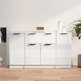 Sideboards 3 Einheiten aus glänzend weißem Sperrholz von vidaXL, Sideboards - Ref: Foro24-3115832, Preis: 155,99 €, Rabatt: %