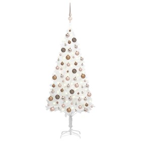 Árbol de Navidad preiluminado con luces y bolas blanco 150 cm de vidaXL, Arboles de navidad - Ref: Foro24-3077633, Precio: 12...