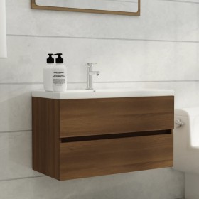 Brown oak engineered wood washbasin cabinet 80x38.5x45cm by vidaXL, Bathroom furniture - Ref: Foro24-815653, Price: 57,45 €, ...