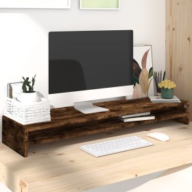 Soporte monitor madera contrachapada roble ahumado 100x24x13 cm de vidaXL, Soportes para monitores y televisor - Ref: Foro24-...