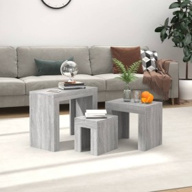 Stapelbare Couchtische 3 Stück Sonomagraues Holzwerkstoff von vidaXL, Couchtisch - Ref: Foro24-815985, Preis: 68,74 €, Rabatt: %