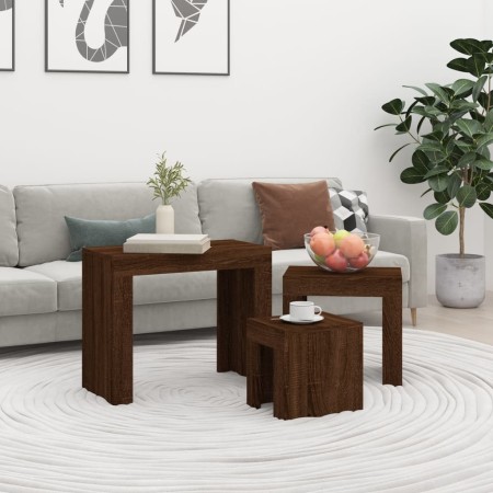 Stackable coffee tables 3 pieces engineered wood brown oak by vidaXL, Coffee table - Ref: Foro24-815986, Price: 48,84 €, Disc...