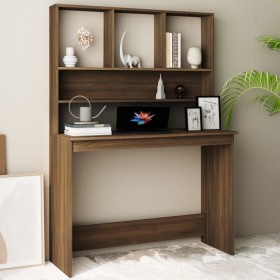 Oak brown plywood desk with shelves 110x45x157cm by vidaXL, Desks - Ref: Foro24-815308, Price: 97,99 €, Discount: %