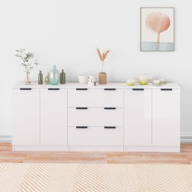 3-teiliges Sideboard aus glänzend weißem Sperrholz von vidaXL, Sideboards - Ref: Foro24-3115784, Preis: 230,13 €, Rabatt: %