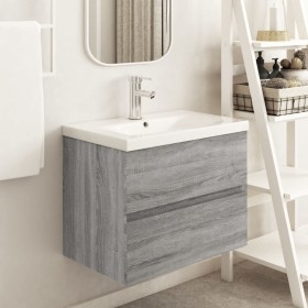 Sonoma gray engineered wood washbasin cabinet 60x38.5x45 cm by vidaXL, Bathroom furniture - Ref: Foro24-815649, Price: 50,26 ...