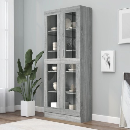 Sonoma gray plywood display case 82.5x30.5x185.5 cm by vidaXL, Bookcases and shelves - Ref: Foro24-815622, Price: 181,39 €, D...