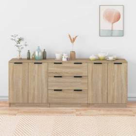 3-Piece Sonoma Oak Plywood Sideboard by vidaXL, Sideboards - Ref: Foro24-3115782, Price: 217,29 €, Discount: %