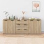 3-teiliges Sideboard aus Sonoma-Eichensperrholz von vidaXL, Sideboards - Ref: Foro24-3115782, Preis: 212,33 €, Rabatt: %