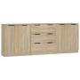 3-teiliges Sideboard aus Sonoma-Eichensperrholz von vidaXL, Sideboards - Ref: Foro24-3115782, Preis: 212,33 €, Rabatt: %