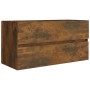 Waschbeckenschrank aus geräuchertem Eichensperrholz, 90 x 38,5 x 45 cm von vidaXL, Badezimmermöbel - Ref: Foro24-815654, Prei...