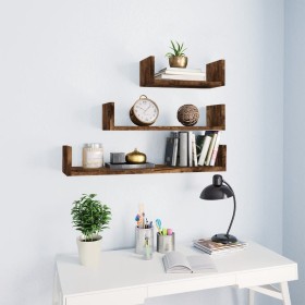 Wall shelves 3 units smoked oak plywood by vidaXL, Shelves and shelves - Ref: Foro24-815261, Price: 19,74 €, Discount: %