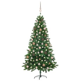 Árbol de Navidad preiluminado con luces y bolas verde 180 cm de vidaXL, Arboles de navidad - Ref: Foro24-3077641, Precio: 160...