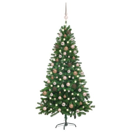 Árbol de Navidad preiluminado con luces y bolas verde 180 cm de vidaXL, Arboles de navidad - Ref: Foro24-3077641, Precio: 137...