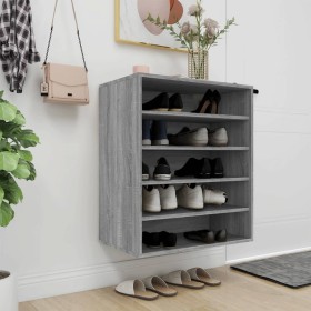 Gray Sonoma plywood shoe rack 60x35x70 cm by vidaXL, Shoe racks and shoe organizers - Ref: Foro24-816015, Price: 56,43 €, Dis...