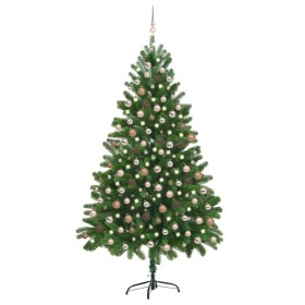 Árbol de Navidad preiluminado con luces y bolas verde 210 cm de vidaXL, Arboles de navidad - Ref: Foro24-3077642, Precio: 248...