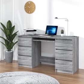 Escritorio de madera contrachapada gris Sonoma 140x50x77 cm de vidaXL, Escritorios - Ref: Foro24-815439, Precio: 169,13 €, De...